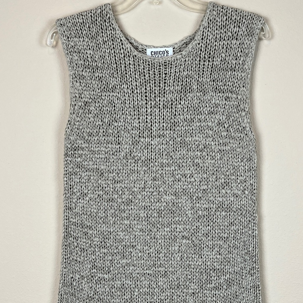Chico's Vintage Design Sleeveless Tank Top Knit Pullover Beige/Tan